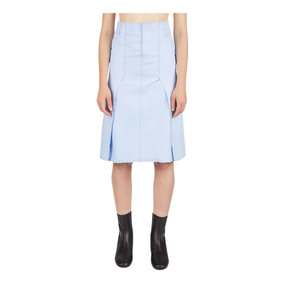 Raf Simons Blue Midi Skirts, Female, Xs, Panel Denim Skirt