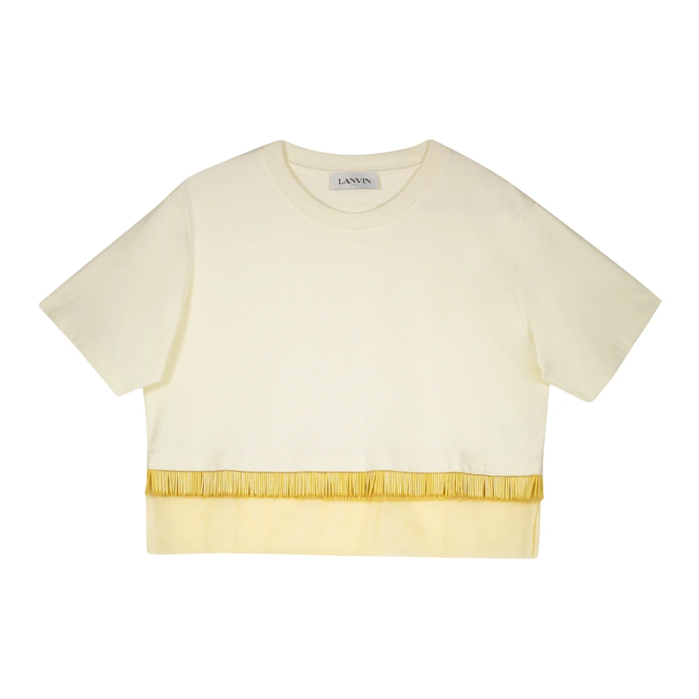 Lanvin Geribbelde halslijn crop top met applicaties White Dames