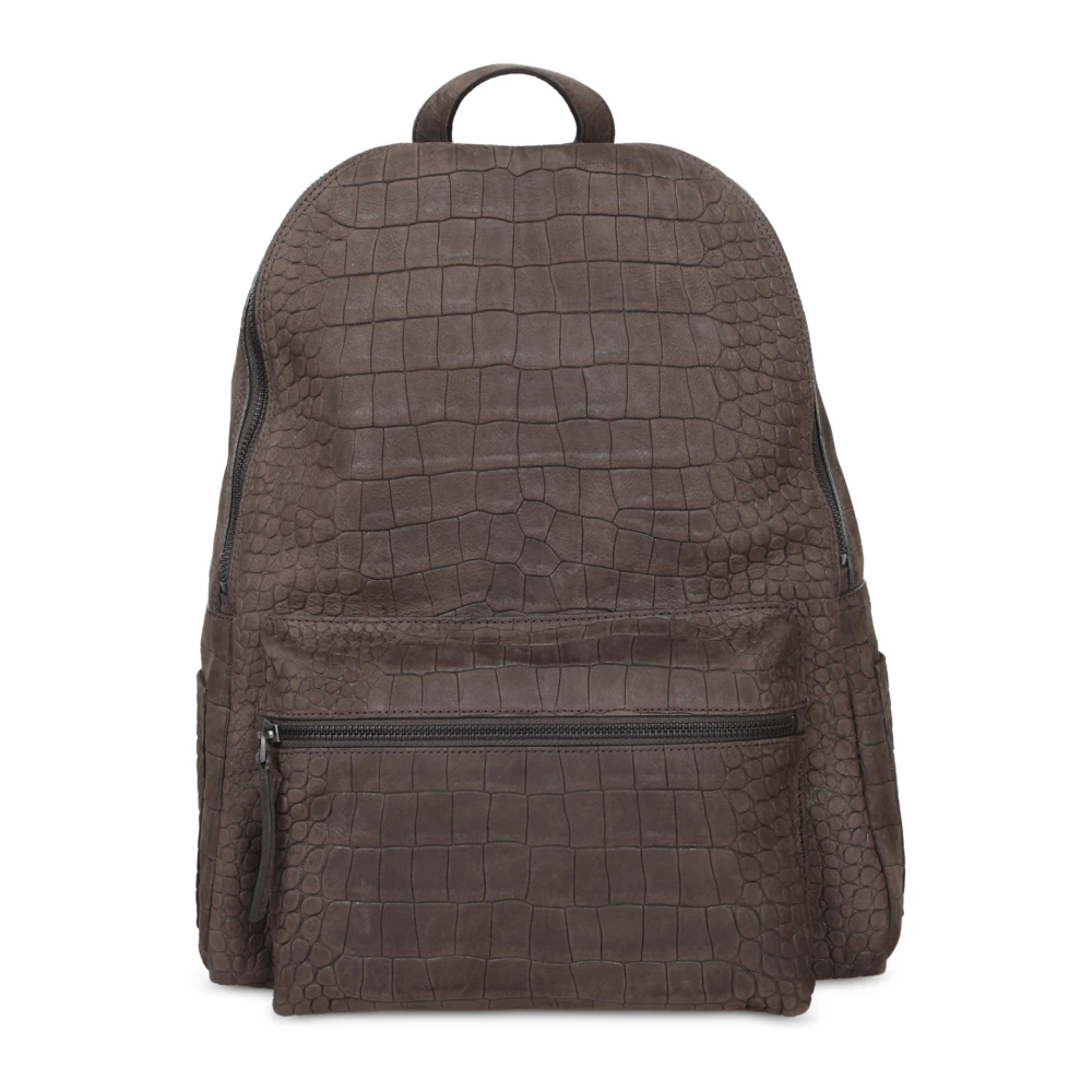 Orciani Hombre Mochila De Nobuk Con Relieve De Cocodrilo