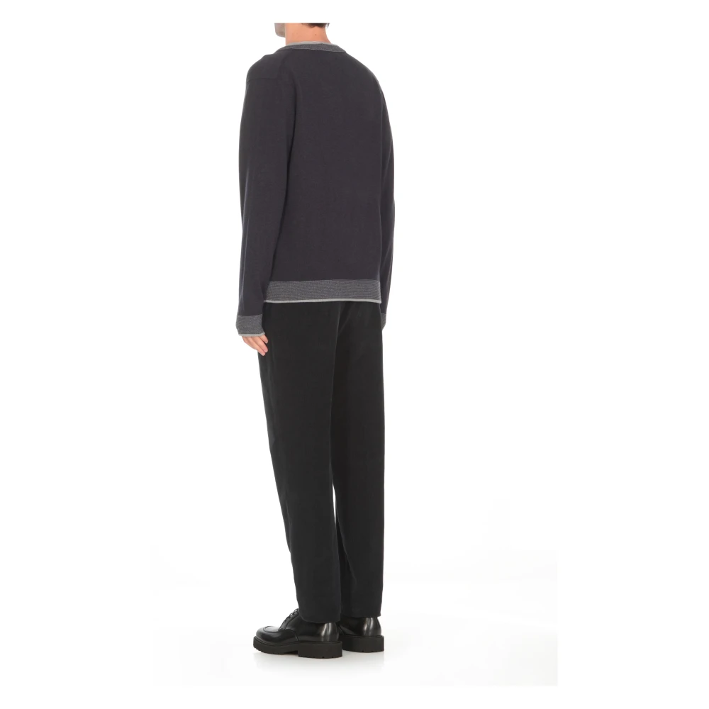 PESERICO Blauwe Wol V-Hals Trui Blue Heren