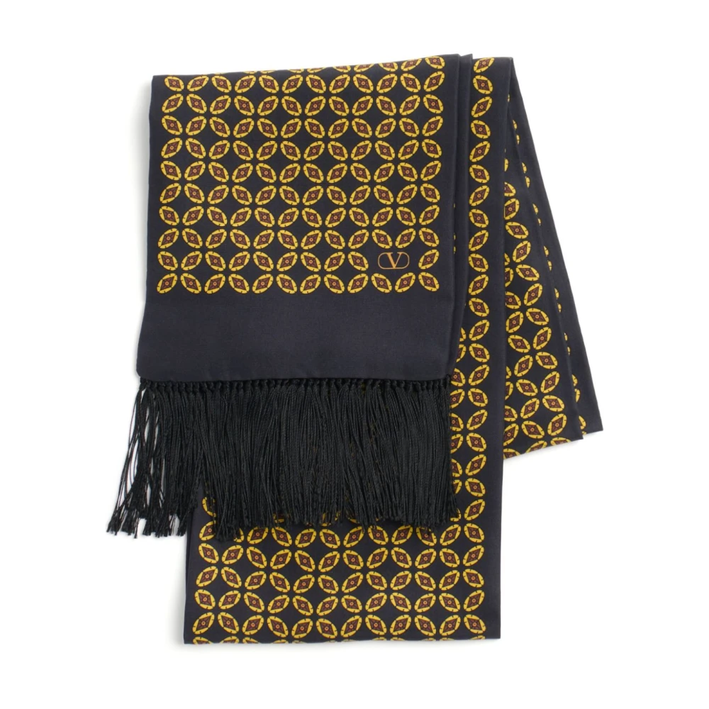 Valentino Garavani Zwarte Zijden Sjaal Stijlvolle Herenaccessoire Multicolor Heren