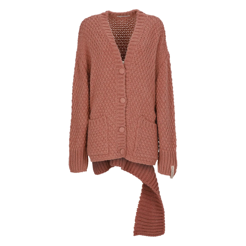 Mar De Margaritas Roze V-Hals Cardigan met Asymmetrische Zoom Pink Dames