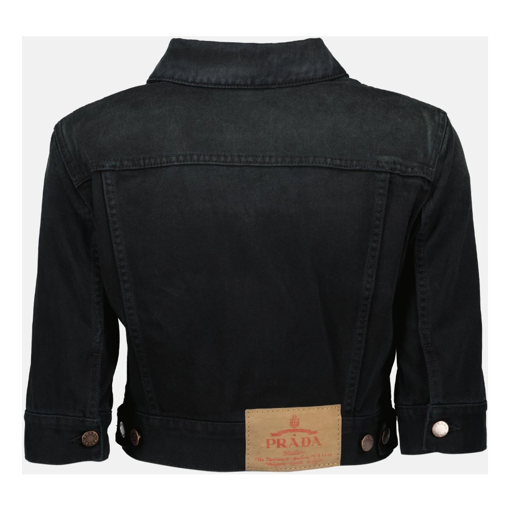 Prada Zwarte Gewassen Denim Crop Jack Black Dames