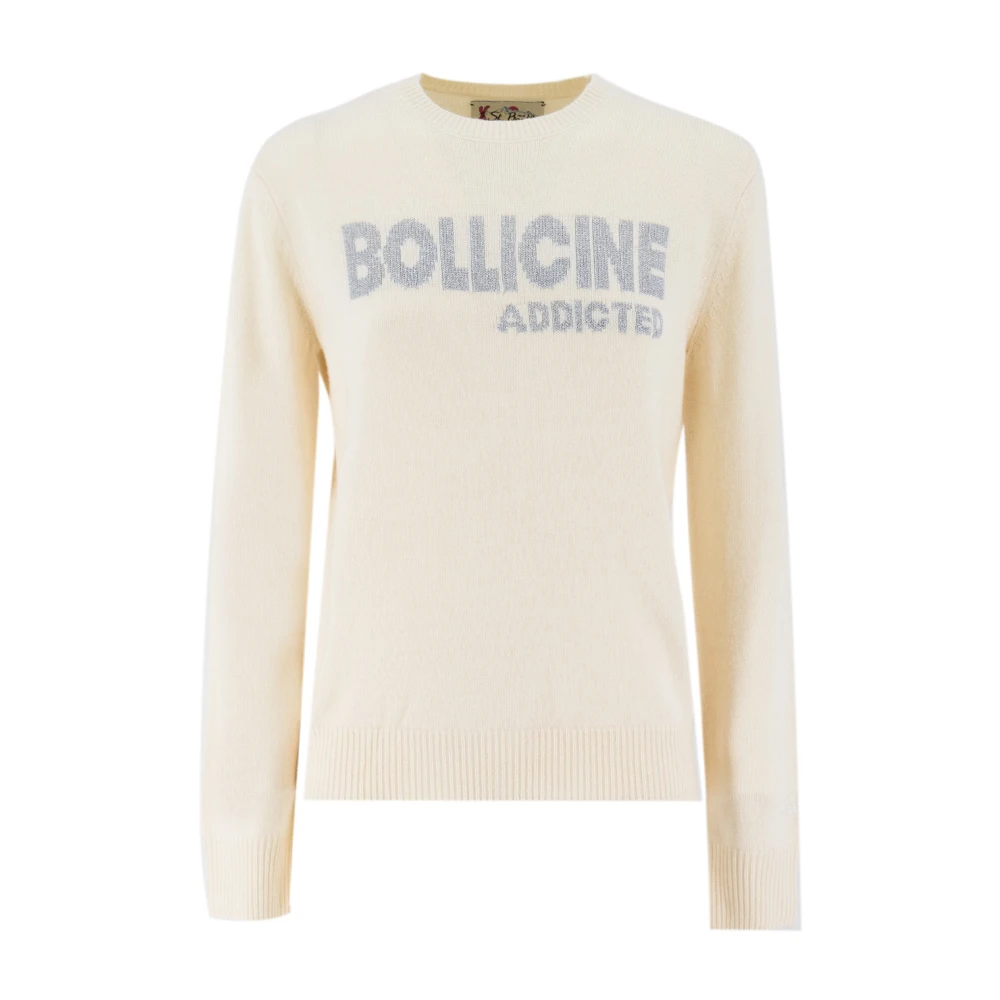 MC2 Saint Barth Geborduurde Crew-Neck Pullover Beige Dames