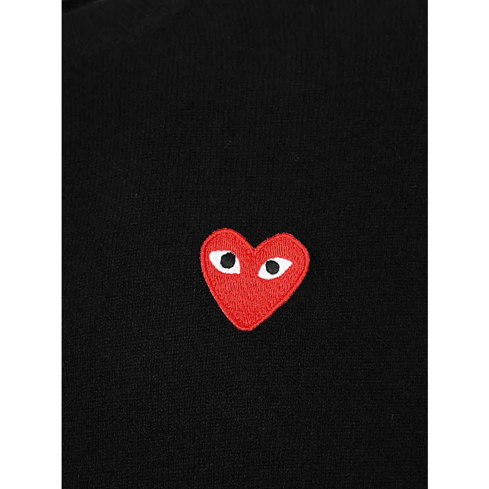 Comme des Garçons Zwart Logo Wollen Vest Trui Black Heren