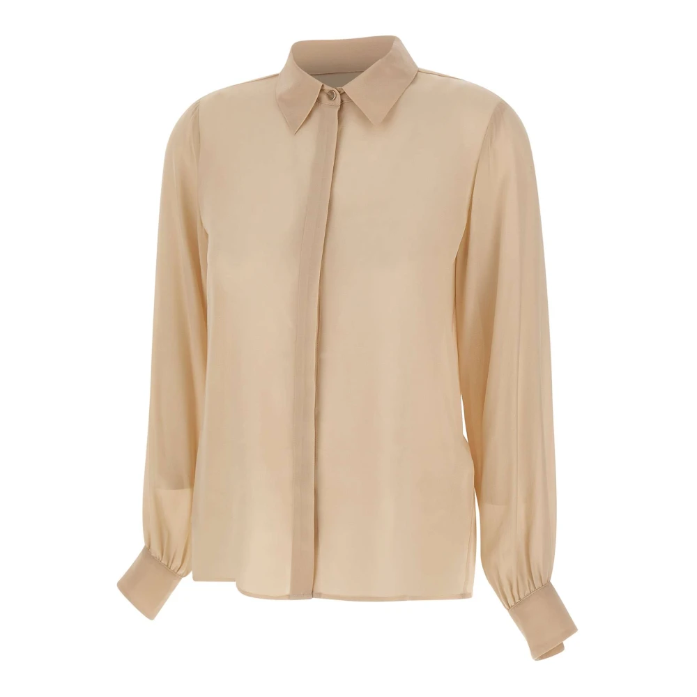 Liu Jo Elegante Zijden Shirt Zandkleur Beige Dames