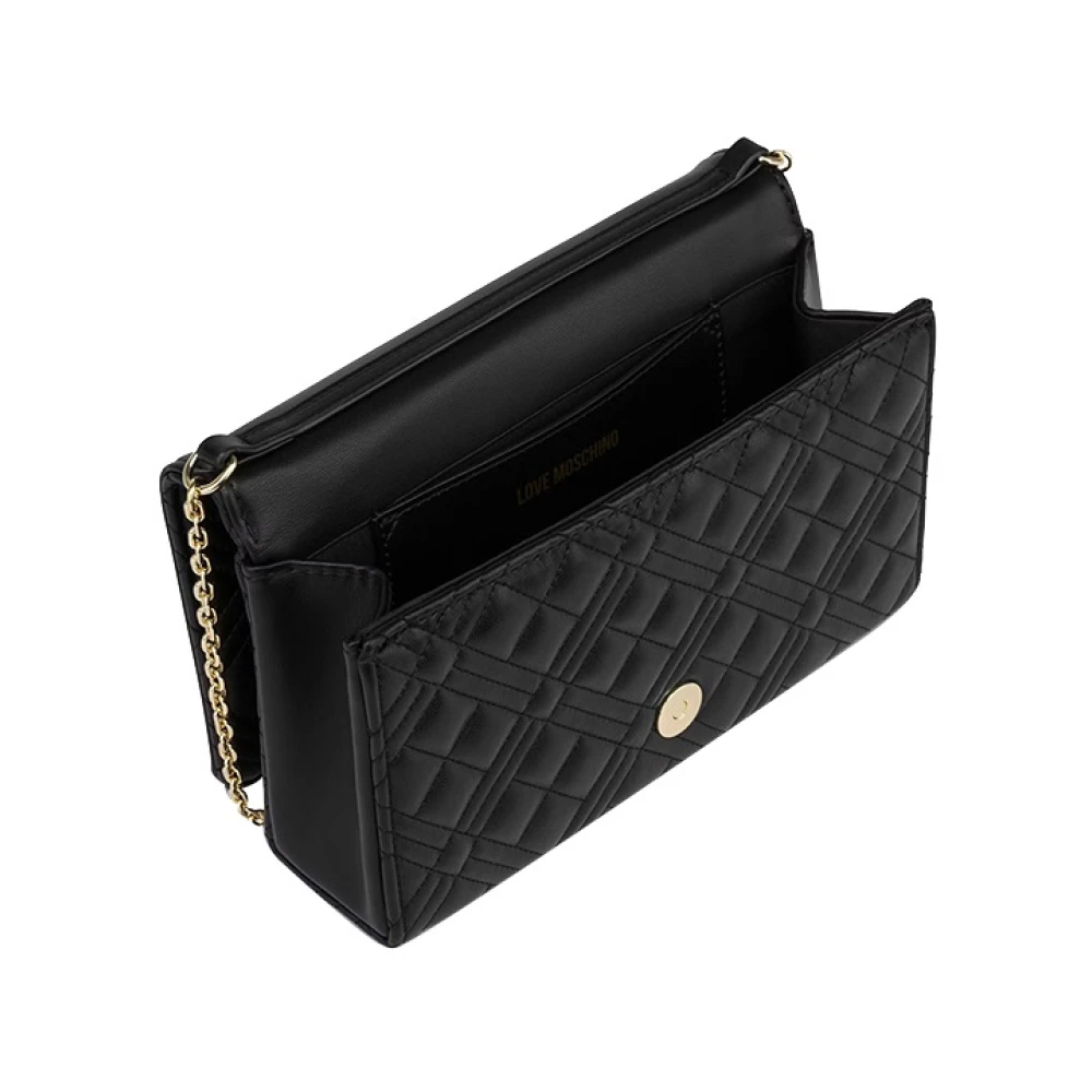 Moschino Zwarte schoudertas met gouden details Black Dames