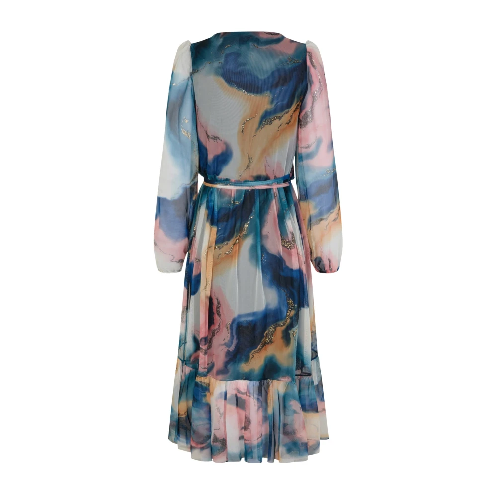 Cras Elegante Wikkeljurk van Mesh Stof Multicolor Dames