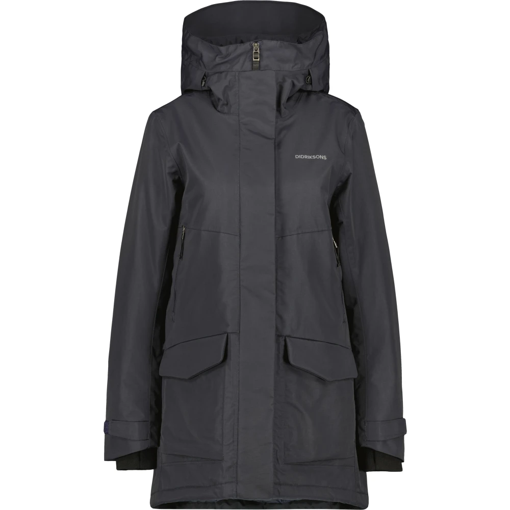 Didriksons Women's Blue Adjustable Parka With Zipper And Hood