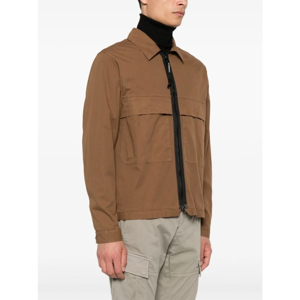 C.P. Company Aarde Bruine Gabardine Shirt Bril Detail Brown Heren