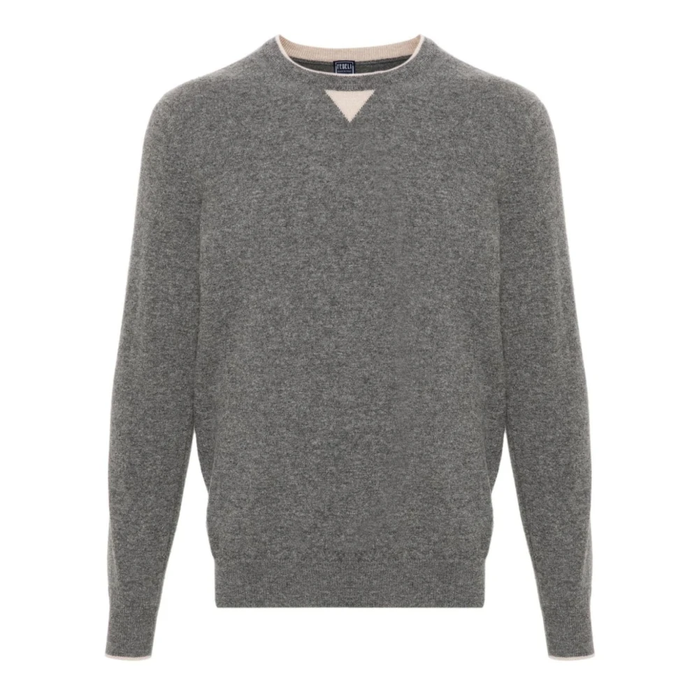 Fedeli Grijze Crew Neck Wollen Trui Gray Heren