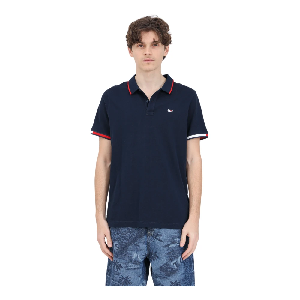 Tommy Jeans Slimme Flag Cuffs Polo Blue Heren