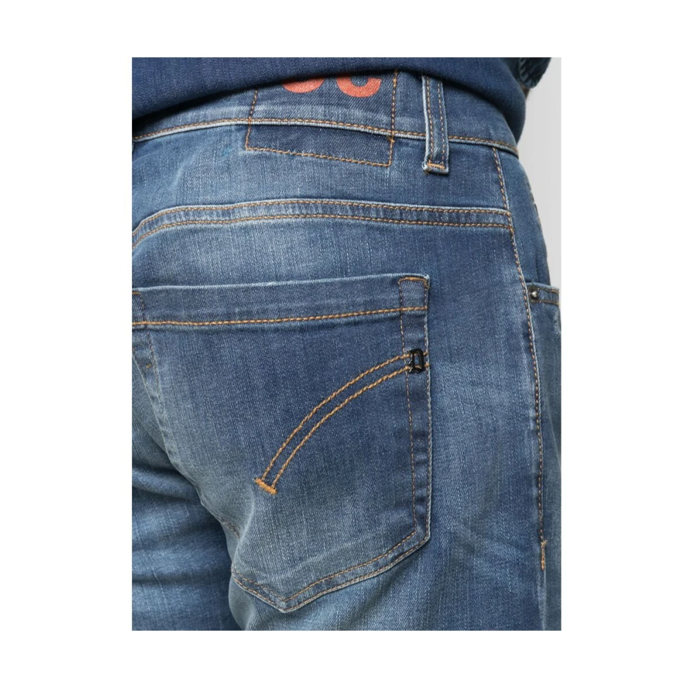 Dondup Blauwe Bleach Wash Whiskering Jeans Blue Heren