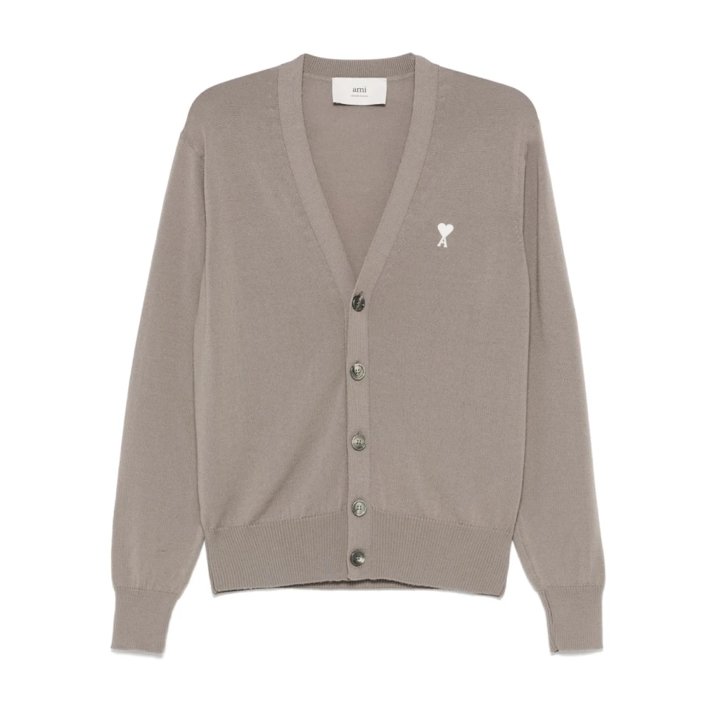 Ami Paris Stilren Dove Grey Cardigan Sweater Gray, Herr