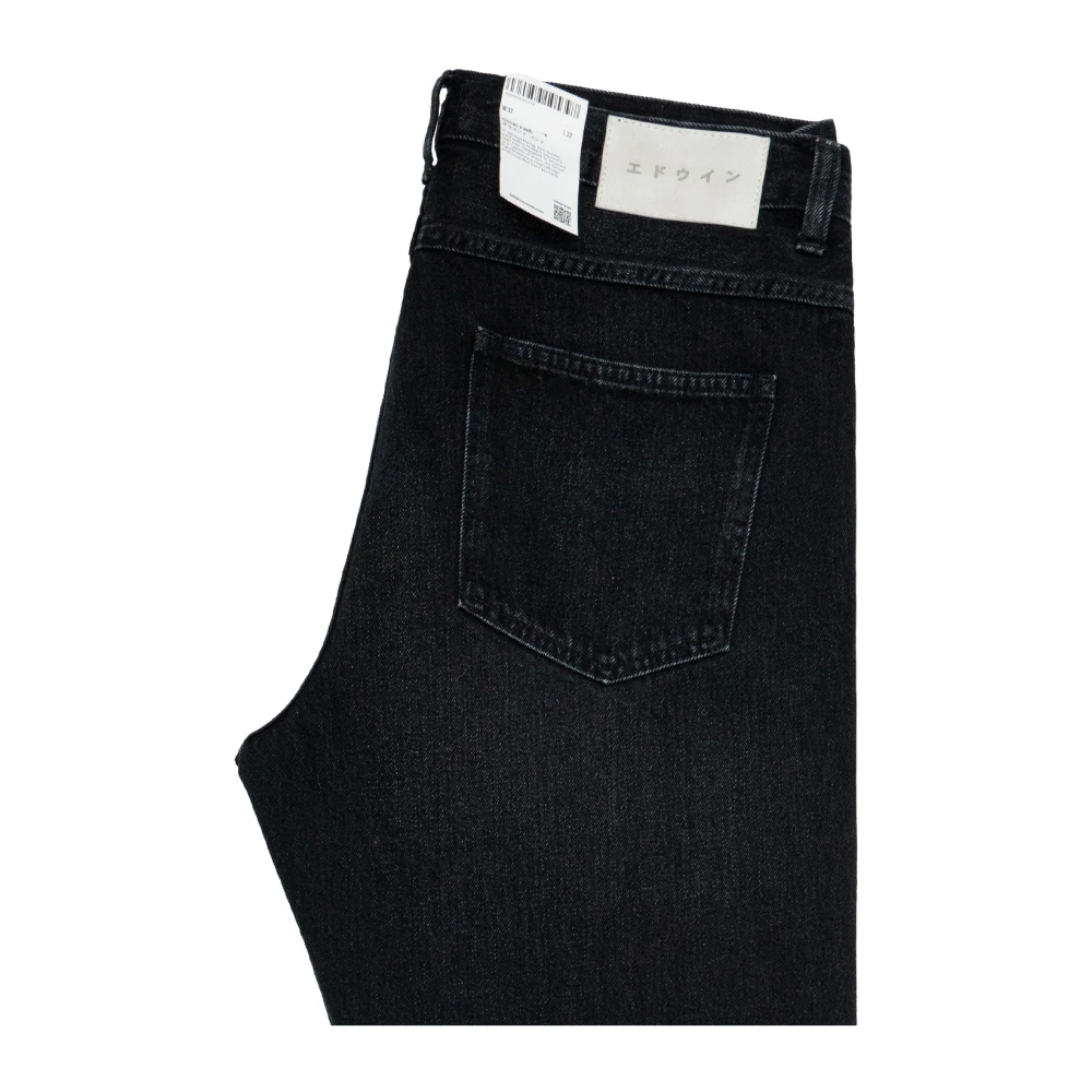 Edwin Zwarte Denim Straight Leg Katoenen Broek Black Heren