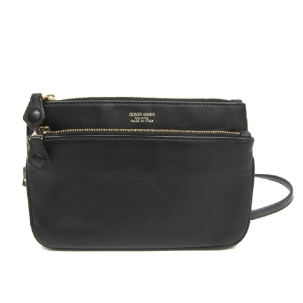 Armani Pre-owned Leather shoulder-bags Black Dames