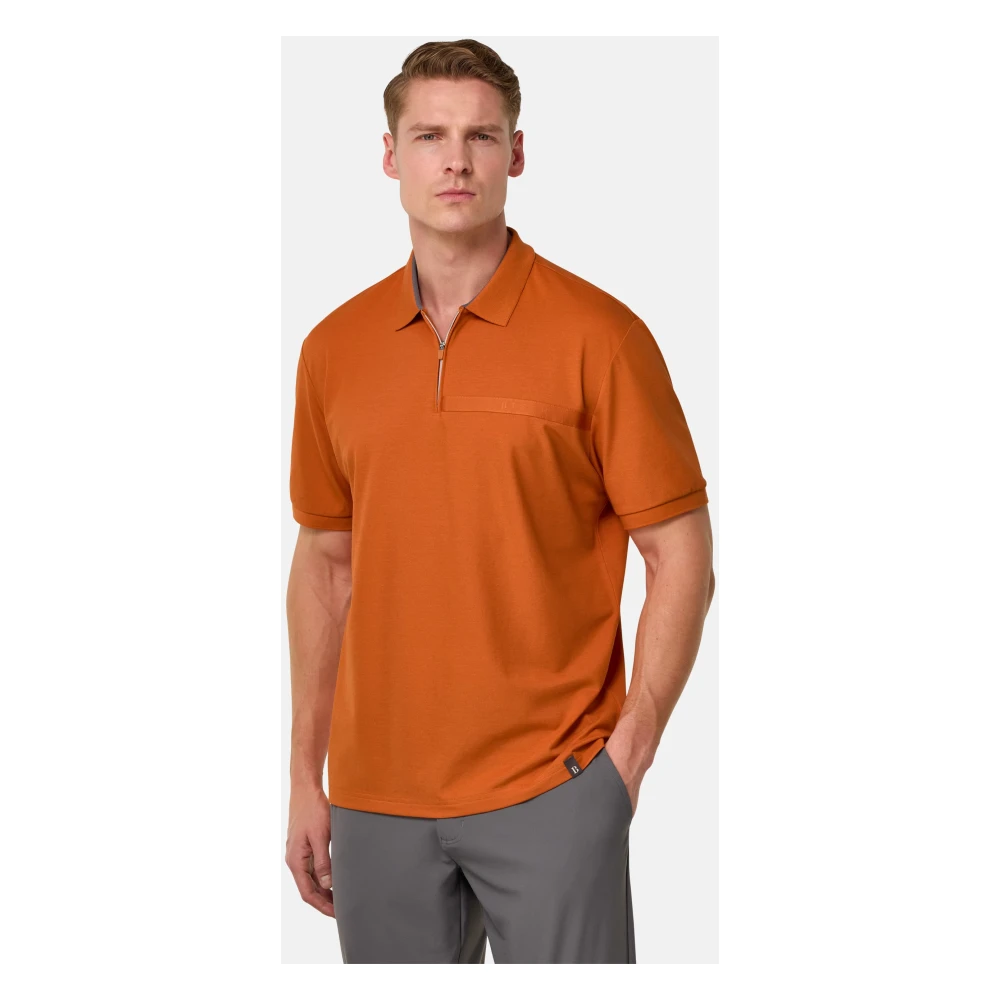 Boggi Milano B Tech Cool Jade-Fresh Piqué Polo Shirt Orange Heren