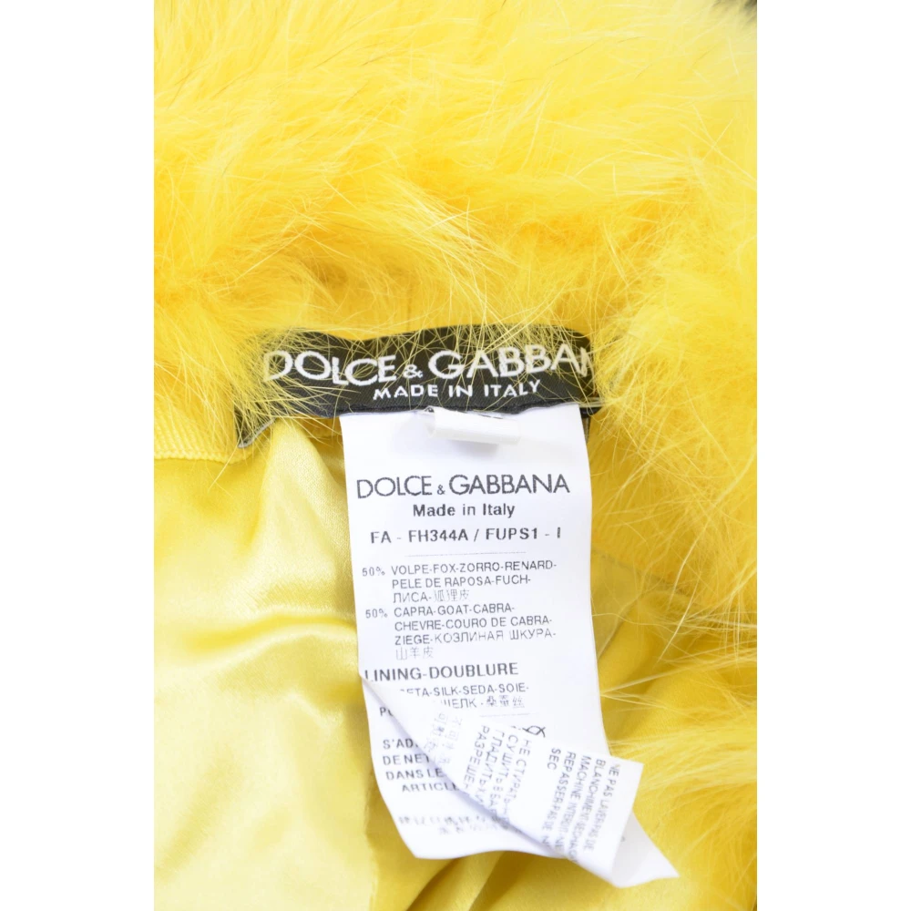 Dolce & Gabbana Luxe bont beanie voor modieuze vrouwen Yellow Dames