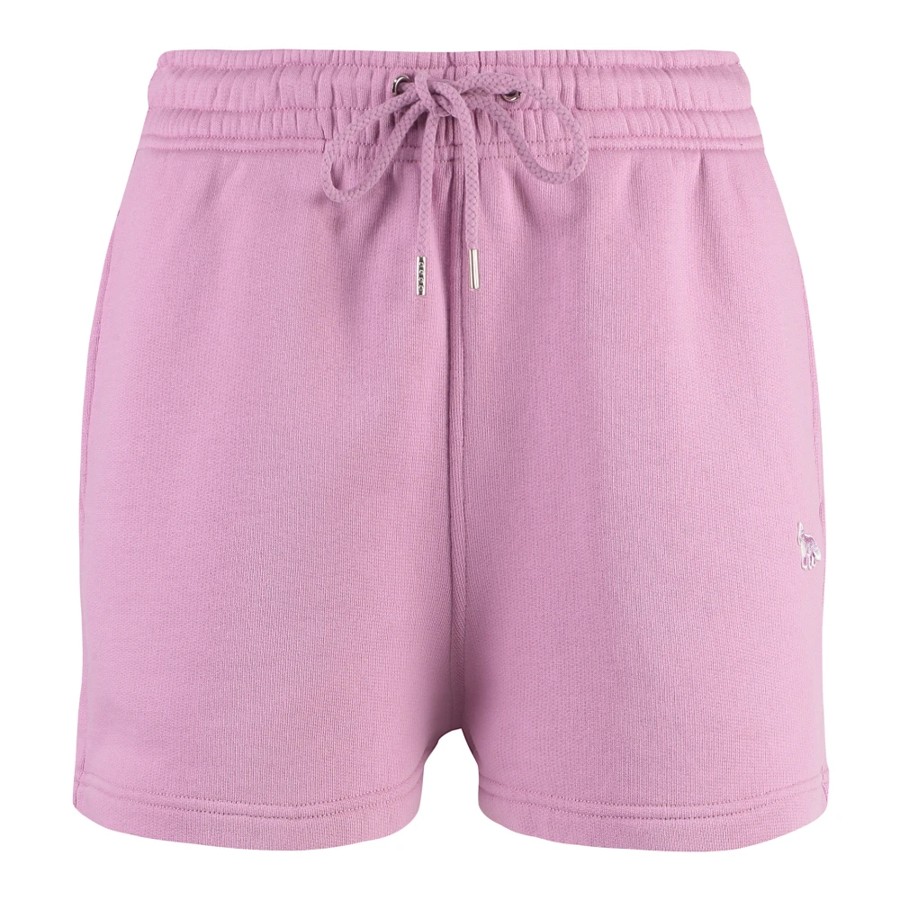 Maison Kitsuné Roze Fleece Jogger Shorts met Baby Fox Borduursel Pink Dames