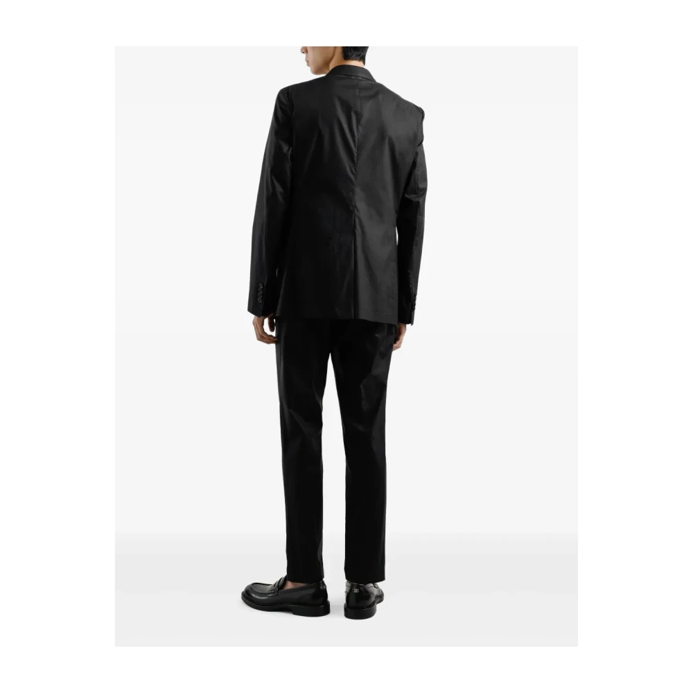 Dolce & Gabbana Zwarte Jassen met Peak Revers Black Heren