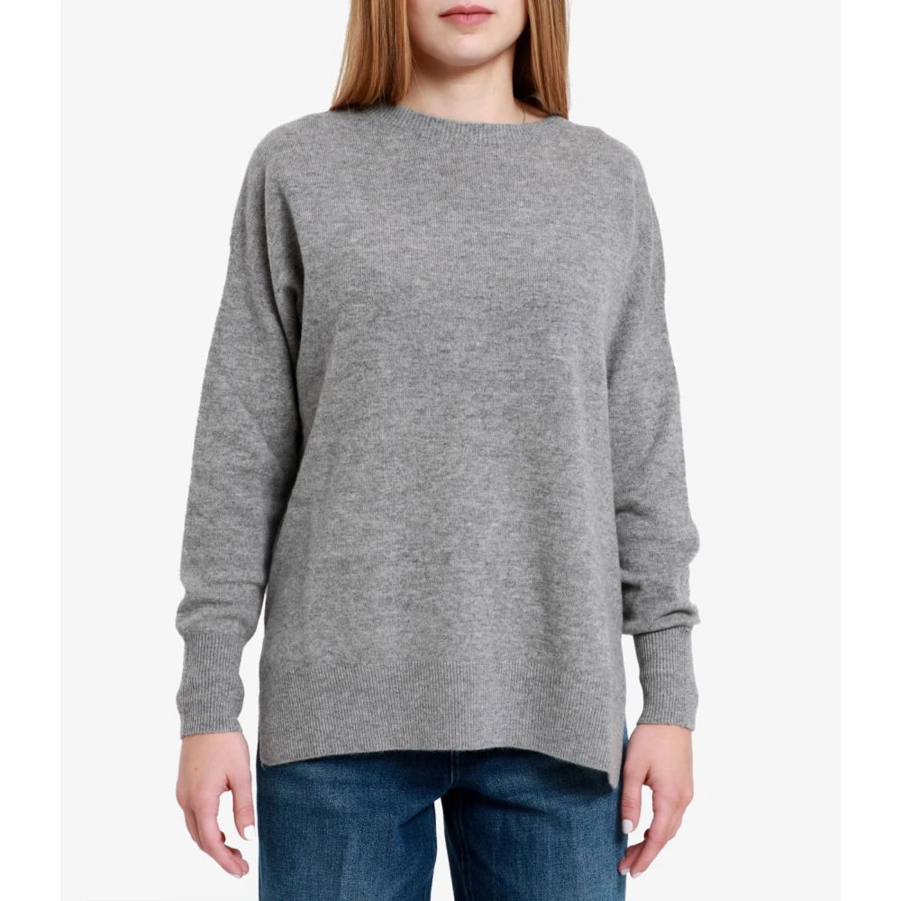 Kaos Lichtgrijs Wol Crew Neck Sweater Gray Dames