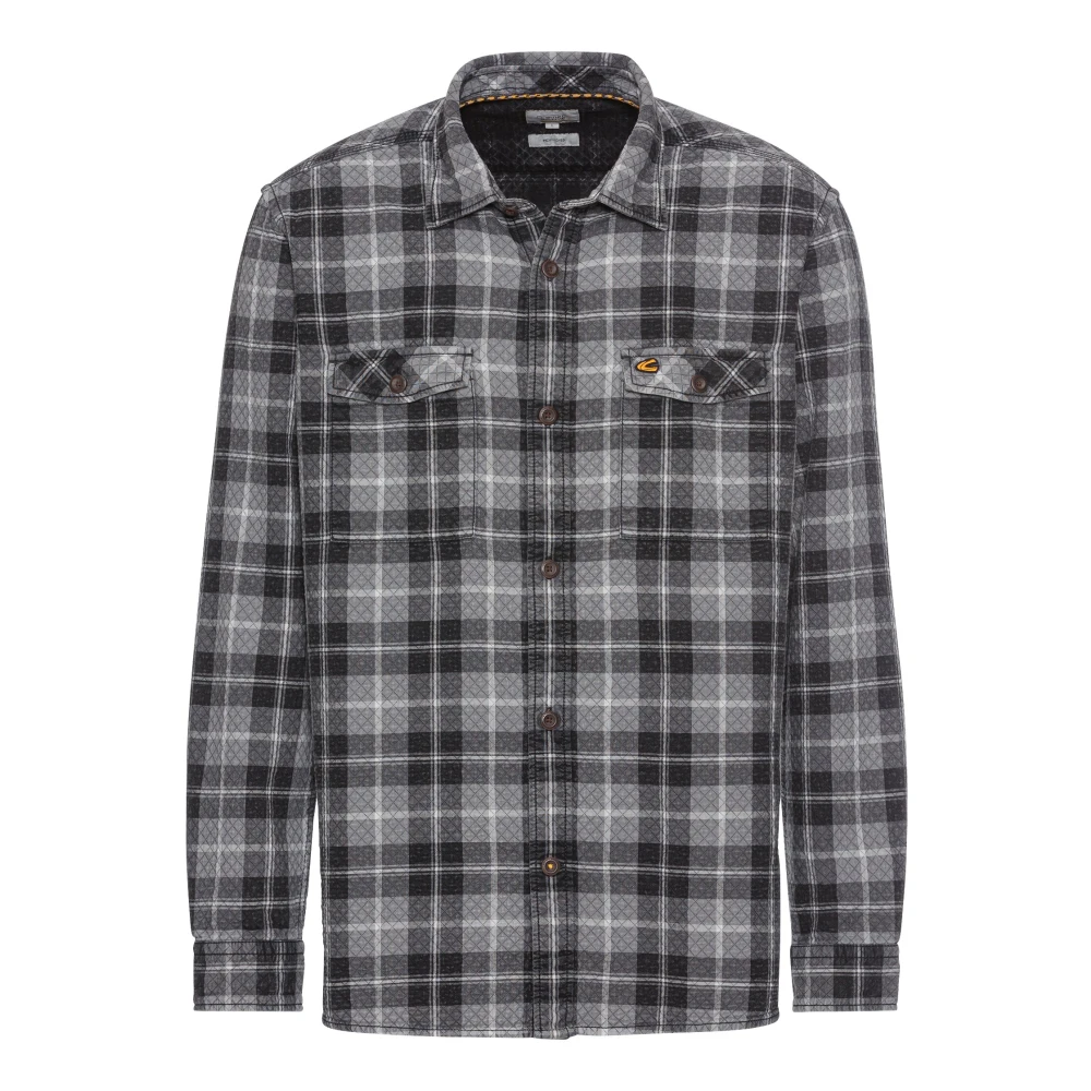 Camel active Katoenen Regular Fit Overhemd Lange Mouw Gray Heren