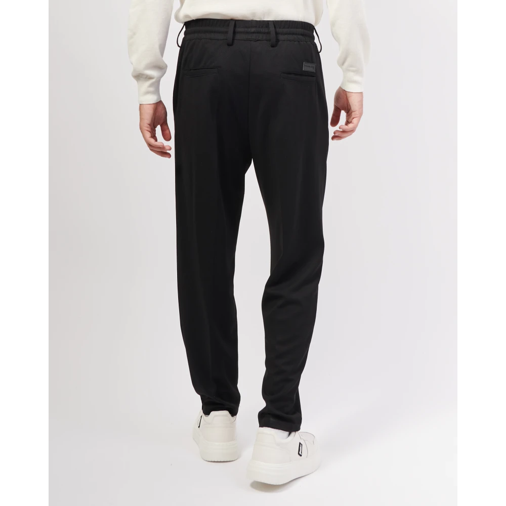 Richmond Zwarte broek met rechte pijpen en elastische taille Black Heren