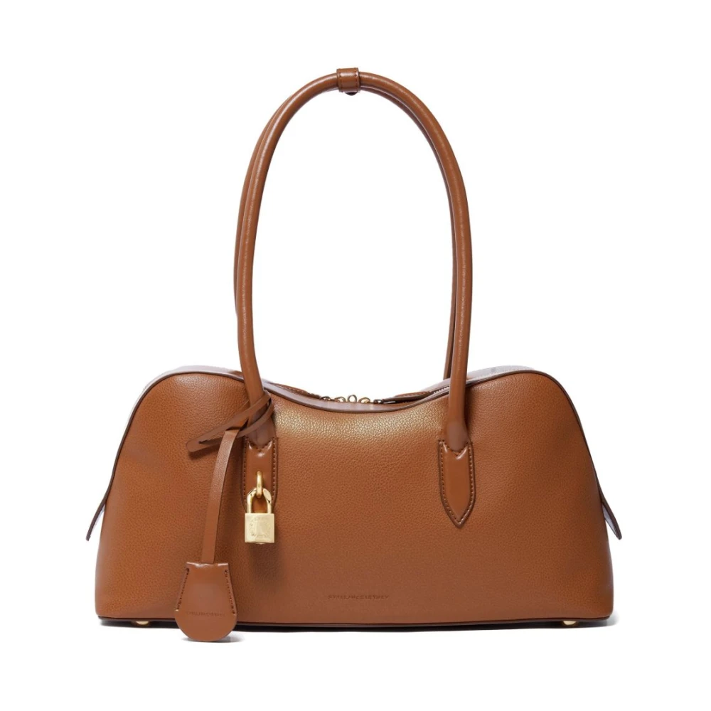 Stella Mccartney Bruine Leren Tassen met Hangslot Detail Brown Dames