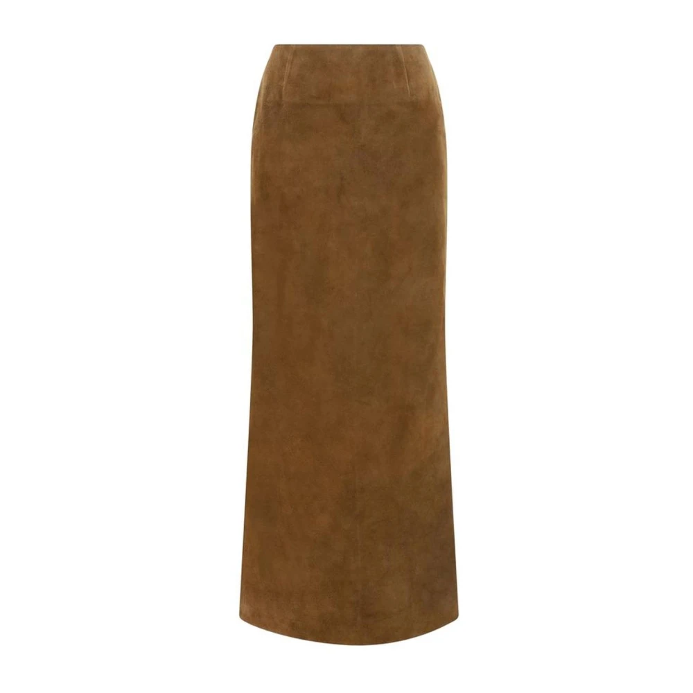Marni Hoge taille suède midi rok met split Brown Dames