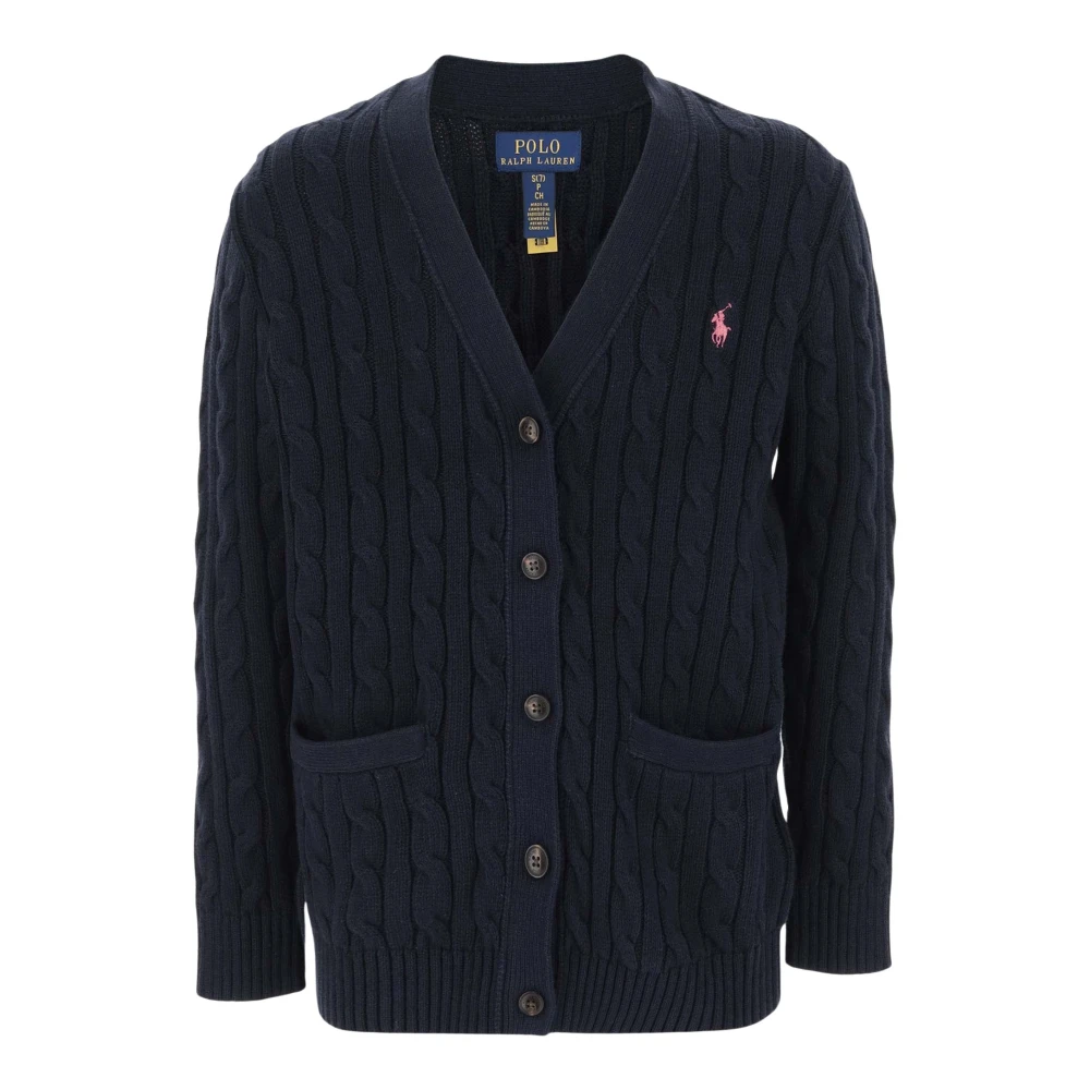Polo Ralph Lauren Katoenen V-hals Cardigan Navy Blauw Blue Dames