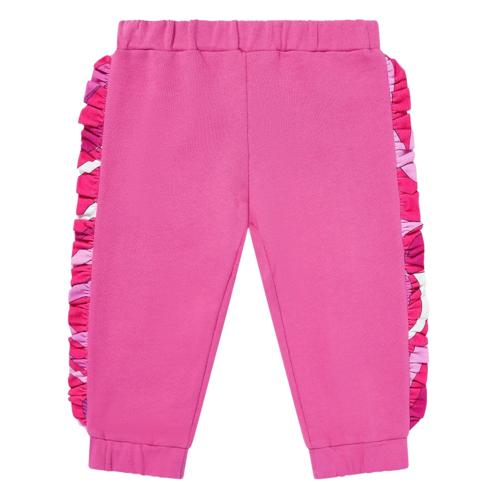 Pucci Girls Pink Sweatpants, 3 Y, Ruffle Trim Joggers