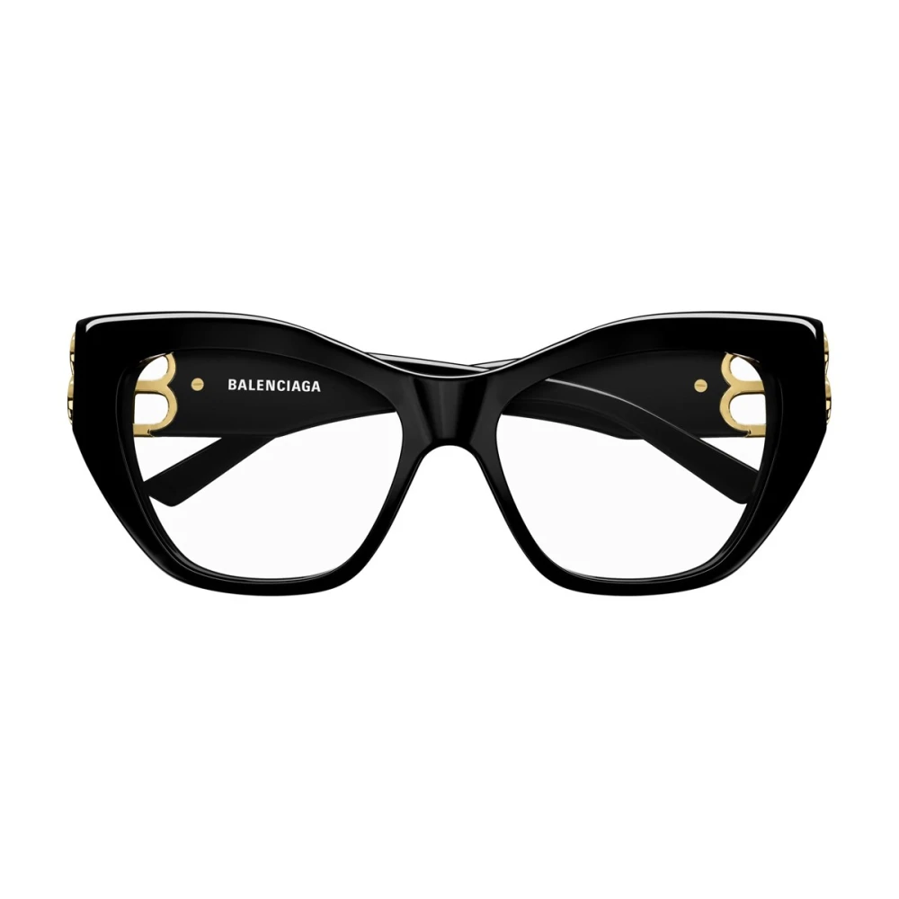 Balenciaga Elegante Cat-Eye Bril met Gouden Logo Black Dames