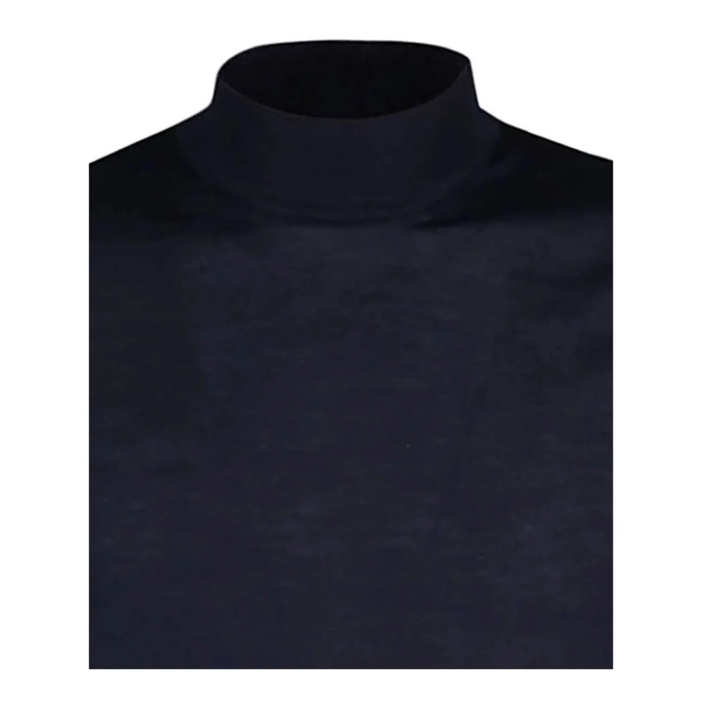 Malo Blauwe Kasjmier Trui Mock Neck Blue Heren