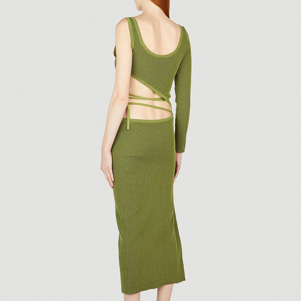 Ester Manas Gerimpelde Peephole Jurk Green Dames