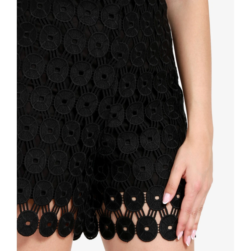Erika Cavallini Zwarte Katoenen Macramé Effect Rok Black Dames
