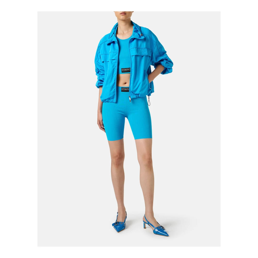 Iceberg Turquoise actieve top in geribbeld breisel met logo Blue Dames
