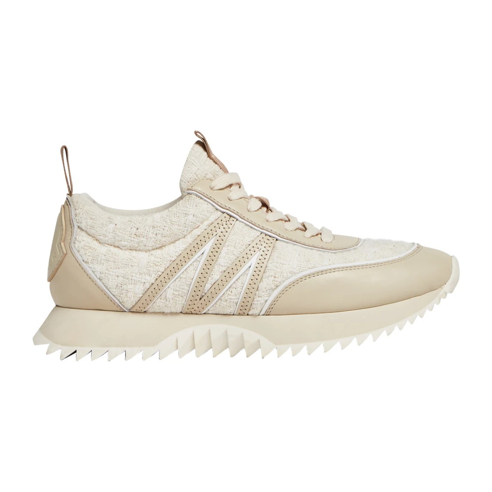 Moncler Bouclé Sneakers Vetersluiting Lichtgewicht TPU Zool Dames Schoenen Beige