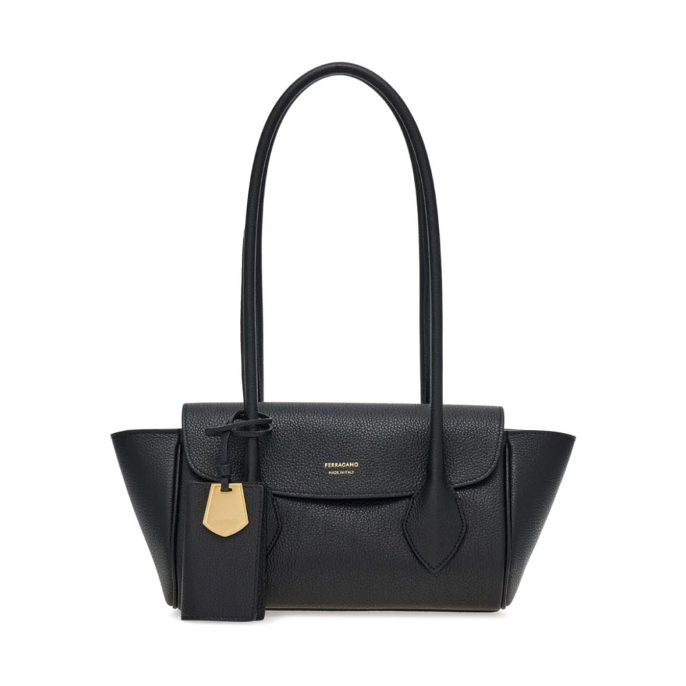Salvatore Ferragamo Zwarte Leren Schoudertas Black Dames
