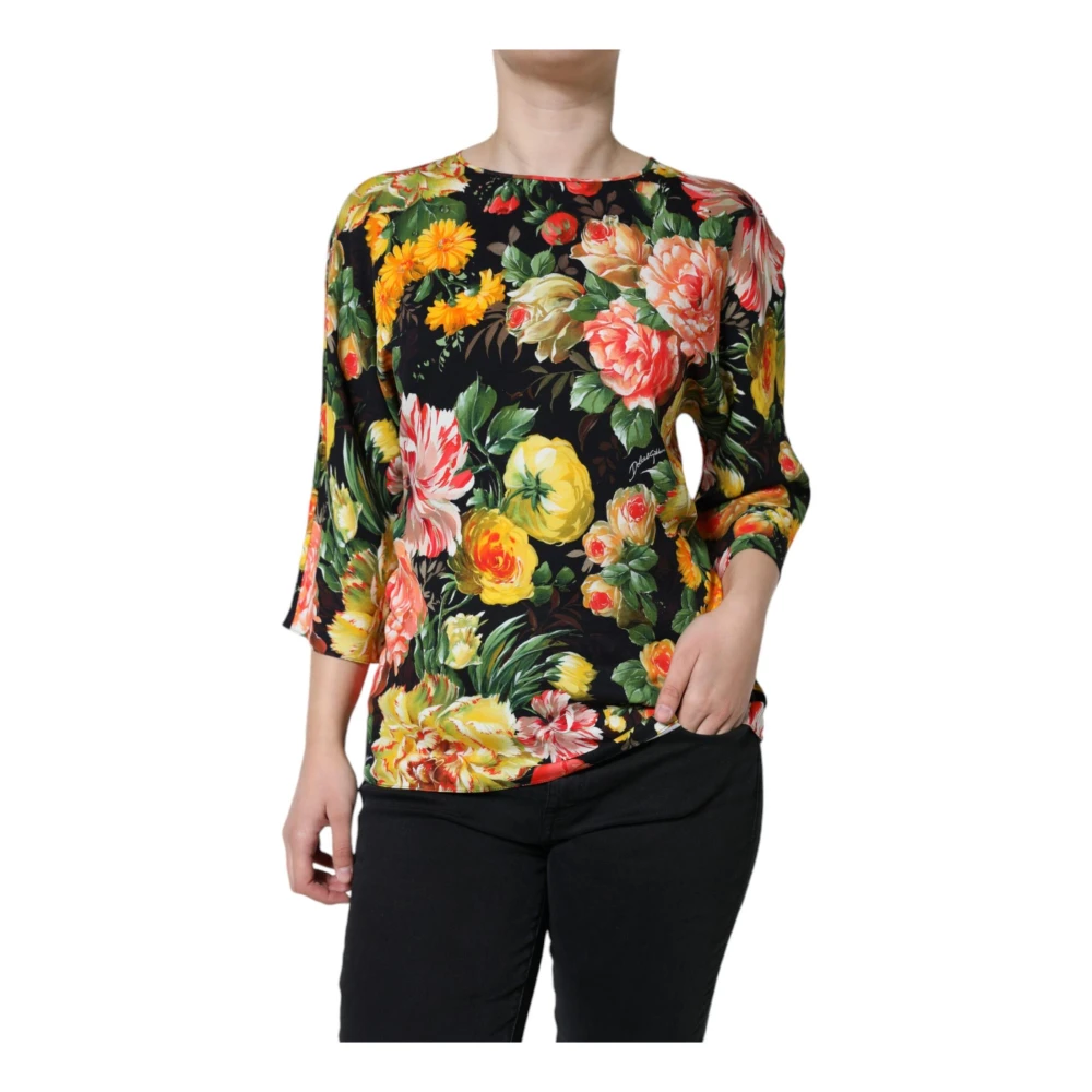 Dolce & Gabbana Bloemen Ronde Hals Blouse Top Multicolor Dames