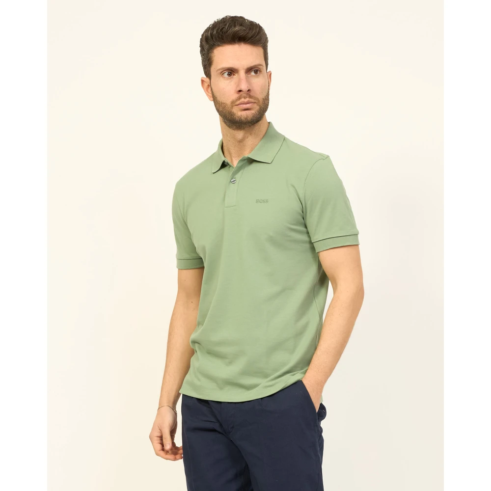Boss Groene Pima Katoen Polo Shirt Green Heren