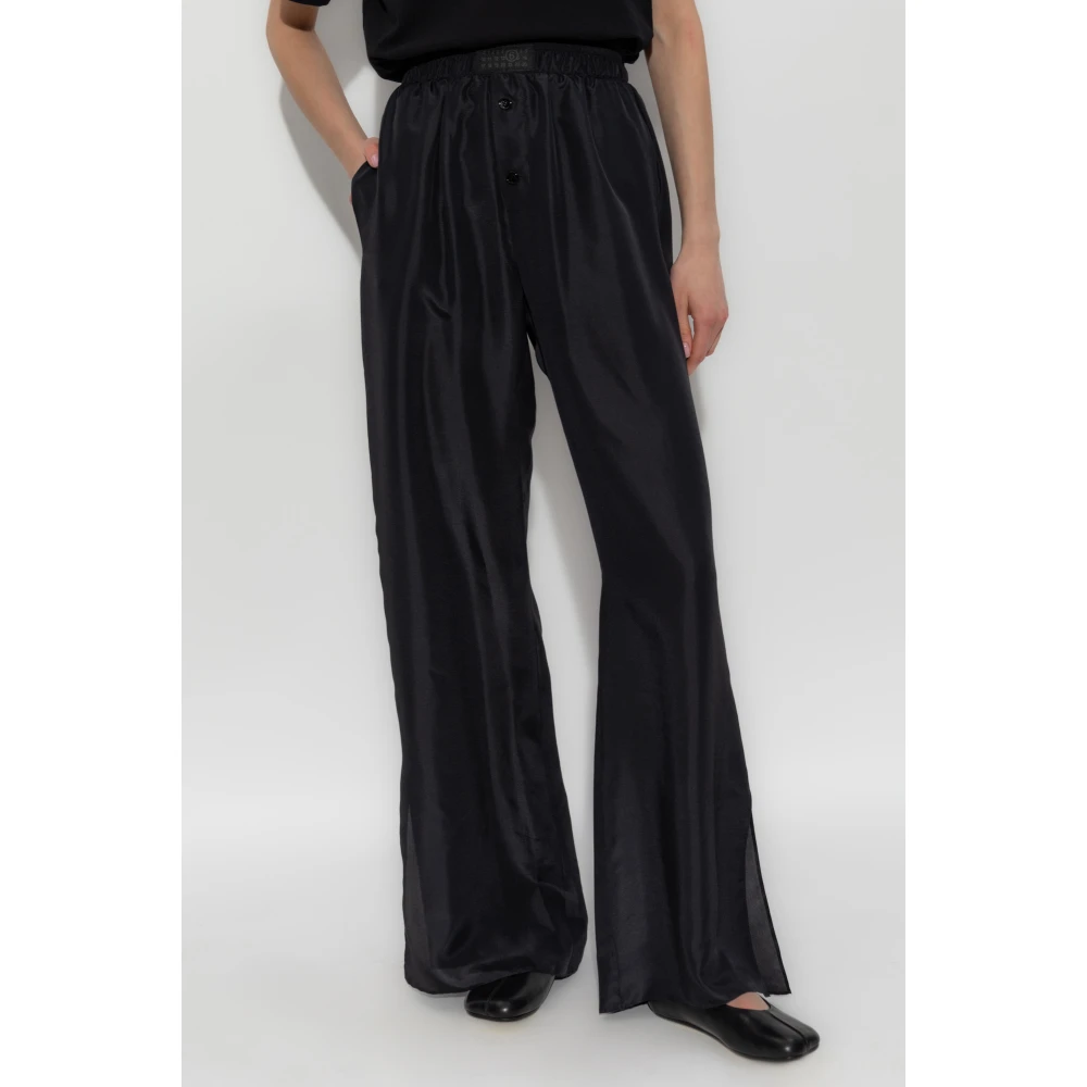 MM6 Maison Margiela Wijde zijden broek Black Dames