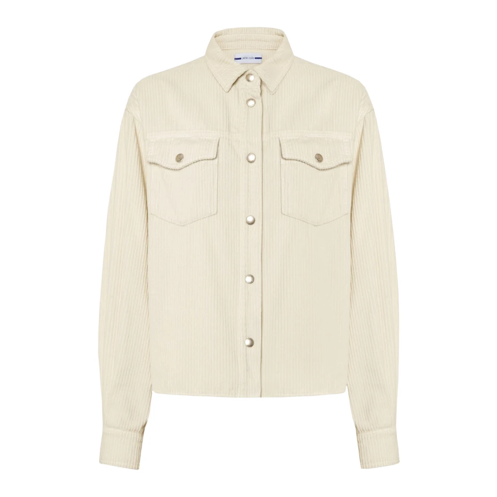 Jacob Cohën Witte Fluwelen Overshirt Jas Beige Dames