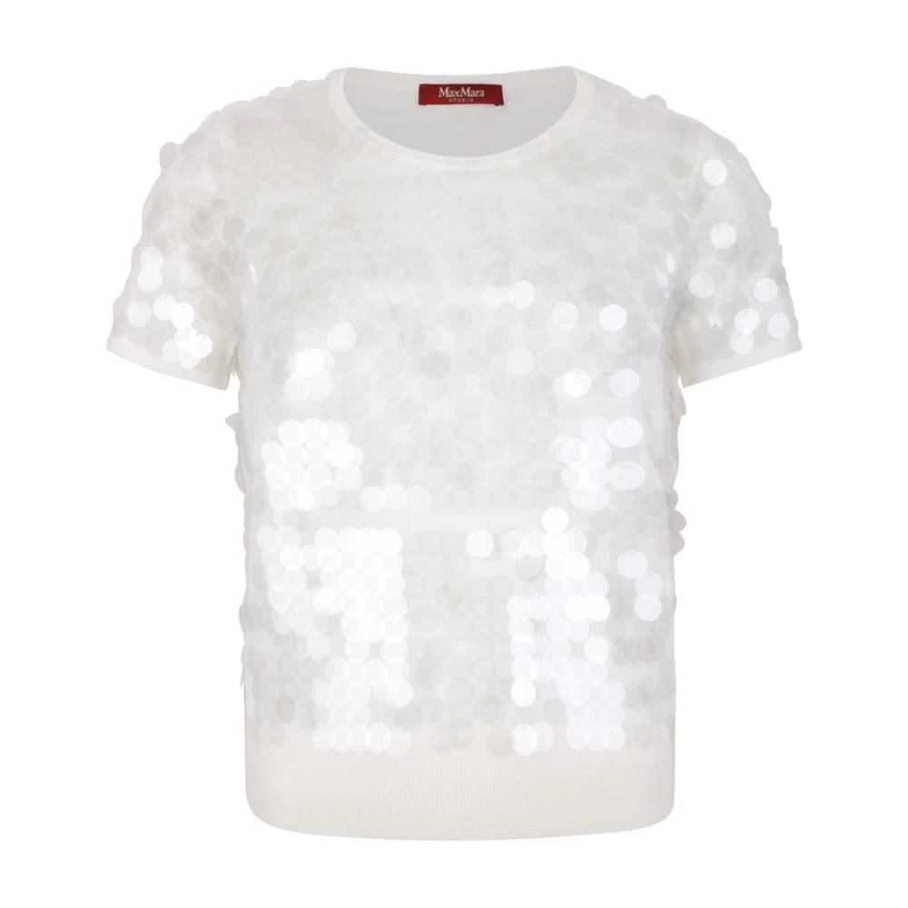 Max Mara Studio Women's Ivory Sequinned Wool Sweater