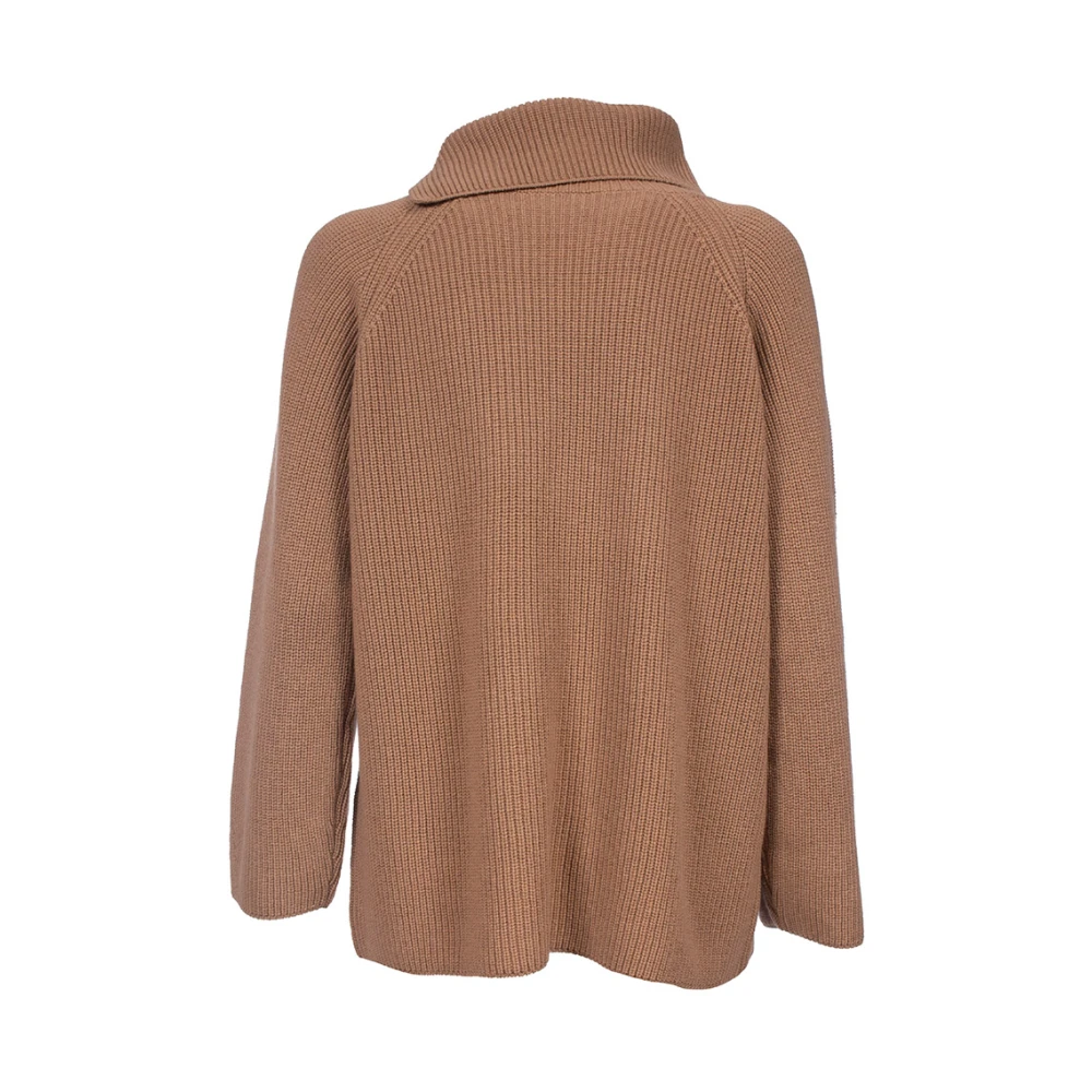 Le Tricot Perugia Hoge hals wol zijde kasjmier trui Brown Dames