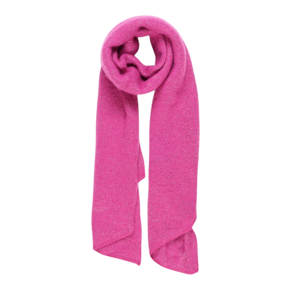 Pieces Fuchsia Glitter Gebreide Sjaal Pink Dames
