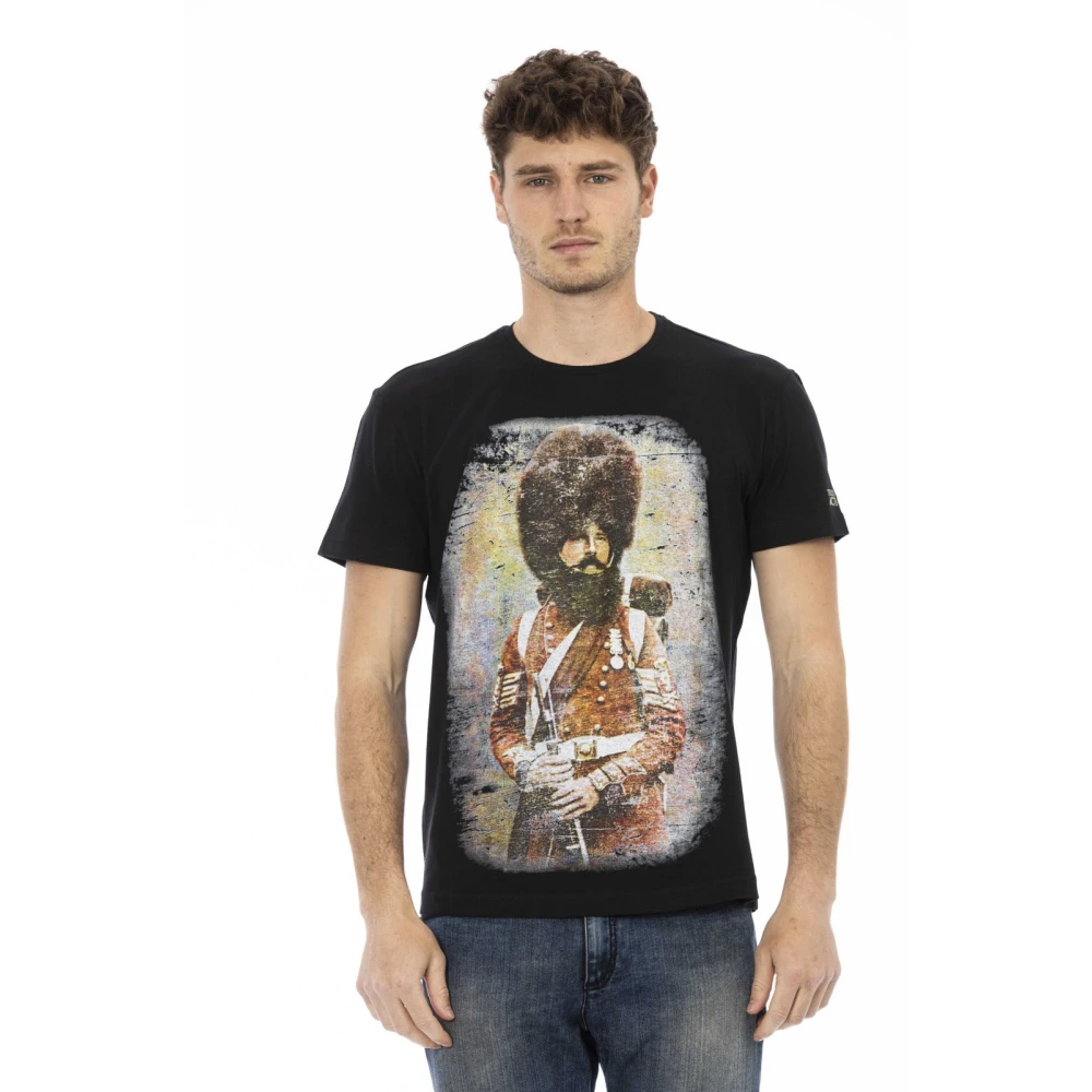 Trussardi Men's Black T-Shirts, L, Casual Short Sleeve Round Neck T-Shirt