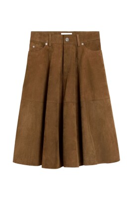 jupe-midi-en-daim-marron-noisette