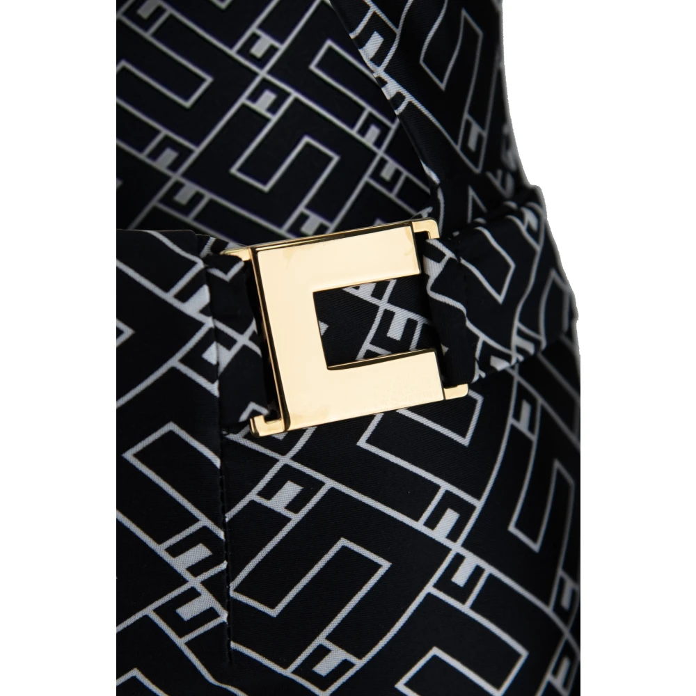 Elisabetta Franchi Gouden Logo Rits Jumpsuit Black Dames