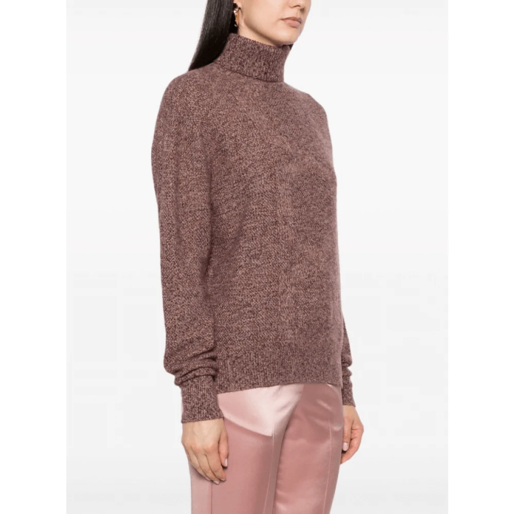 Kiton Bordeaux Speckle-Gebreide Trui Red Dames