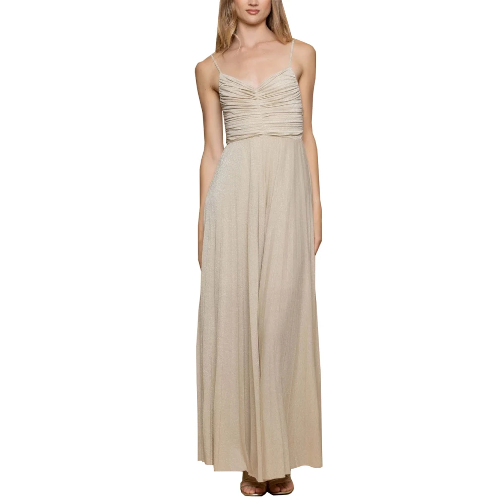 Kocca Viscose Lange Jurk met Gedrapeerd Bovenstuk Yellow Dames